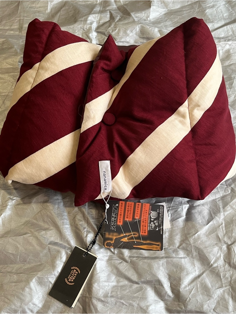 Men's Burgundy & Cream Striped Scarf – Classic Winter Accessory - Picture 2 of 8